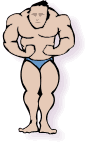 Drawing of a man with a muscular build